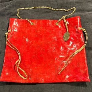 Elie Tahari Red and Gold Shoulder Bag